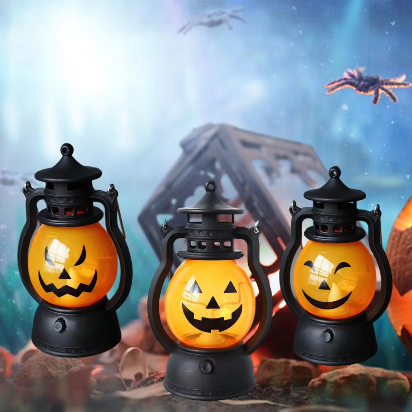 Pack 3 Lámparas De Calabaza - Halloween